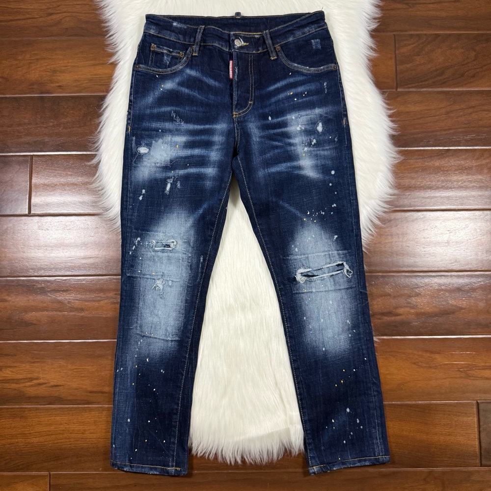 DSquared2 Women's Size 42 / US 6 Paint Splatter Repaired Distressed Denim Jeans